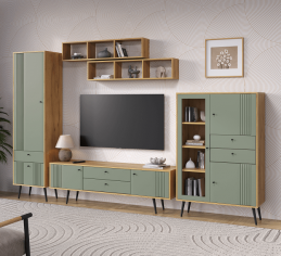 «Вега Саксония» Модульная мебель для гостиной Серо-зелёный «Вега Саксония» Модульная мебель для гостиной Серо-зелёный